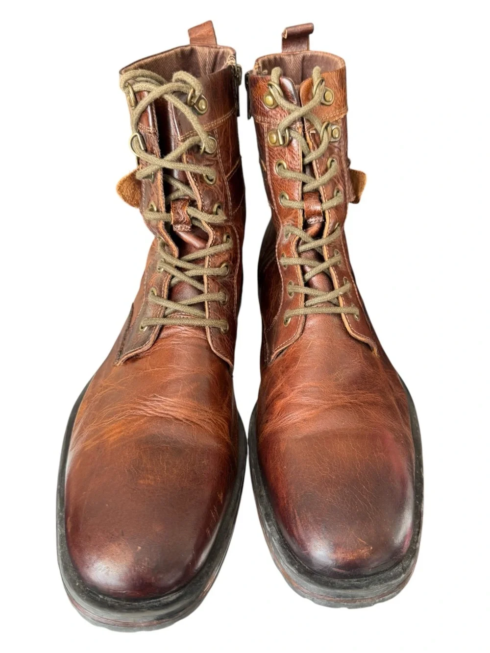Aston Grey Rockcastle 2 Brown Leather Combat Moto Boots Size 12